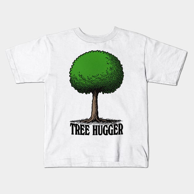 Tree Hugger - Retro Design Kids T-Shirt by DankFutura